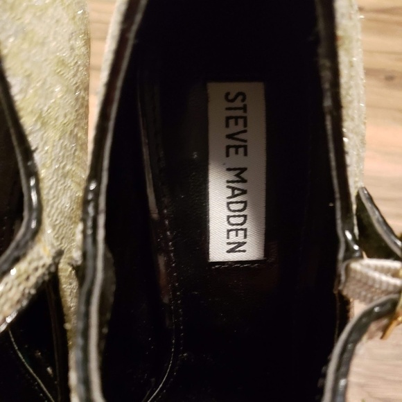 Steve Madden Gold Glitter Heels Viktoree Size 8 Medium - Picture 3 of 8